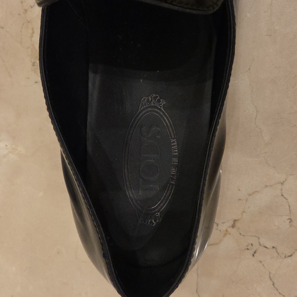 MEN\'S TOD\'S BLACK PATENT LEATHER  DRESS SHOES LOAFERS SLIP ONS SZ 10 $550 ITALY main image 4